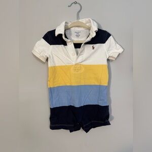 Ralph Lauren Kids Polo Shortall - Navy, Yellow, Blue, White 9 month preppy